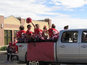 The Eaton Dance Team dresses in red attire to show their Eaton Reds spirit.