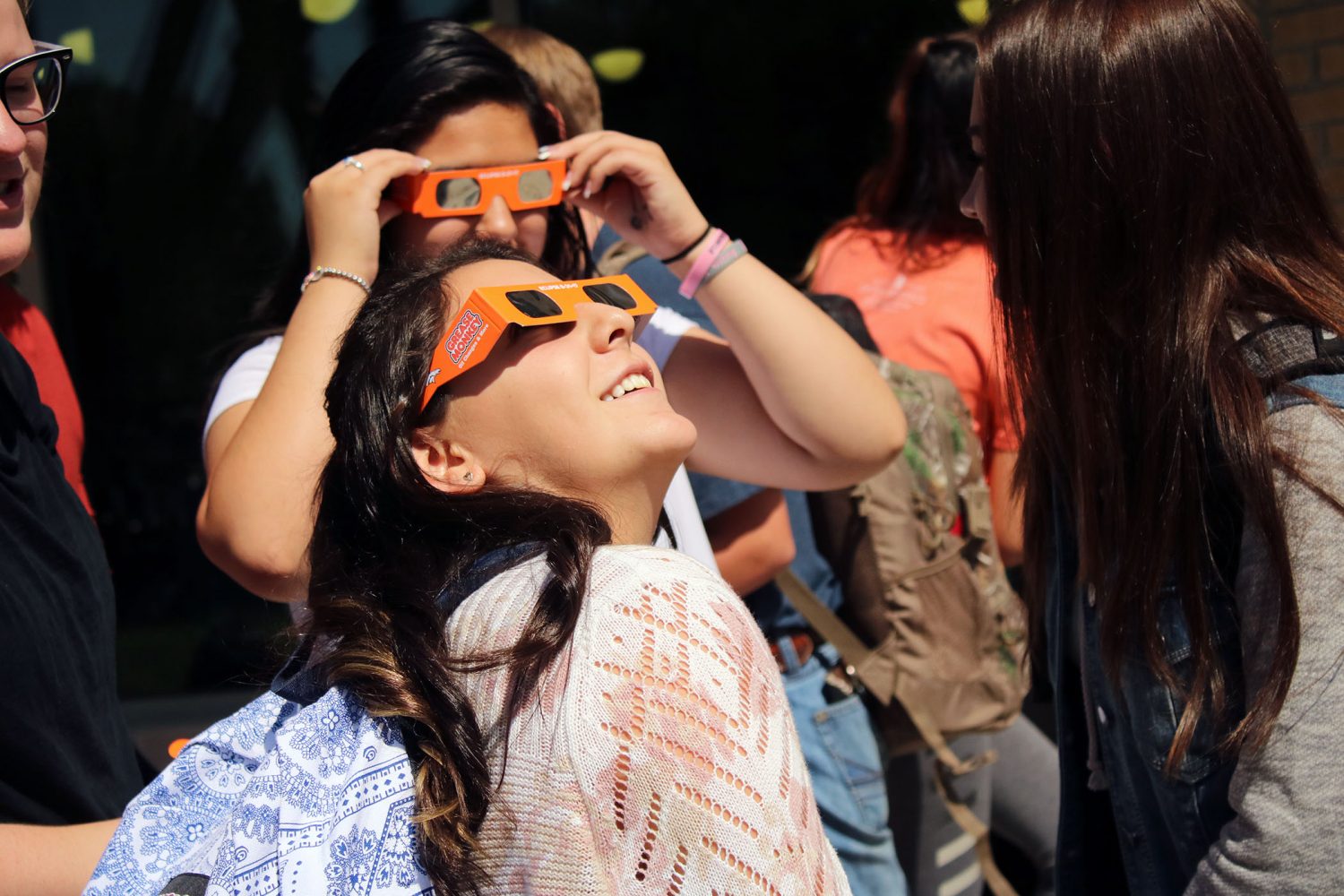 Students donned safety glasses on Monday, August 21 and watched the sky go dim as the sun reached 96 percent eclipse. 