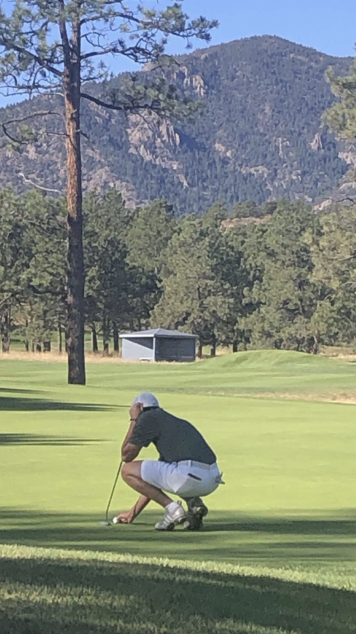 Bryce Leafgren (20) lines up for a putt at Eisenhower Blue at Air Force Academy