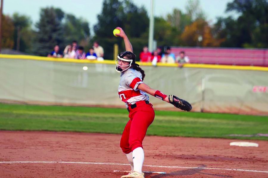 Sadie Ross (24) pitches during the second game in state
