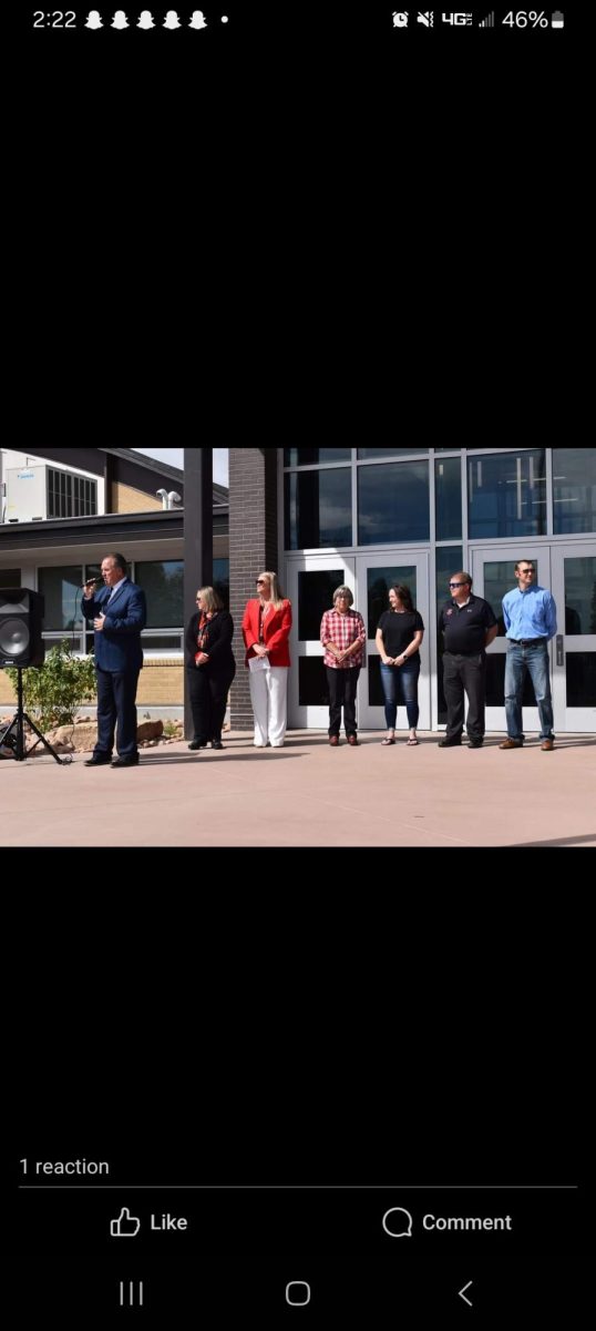 Jay Tapia speaks during the unveiling of the renovated old high school(new Eaton Middle School)