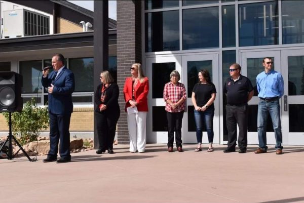 Jay Tapia speaks during the unveiling of the renovated old high school(new Eaton Middle School)