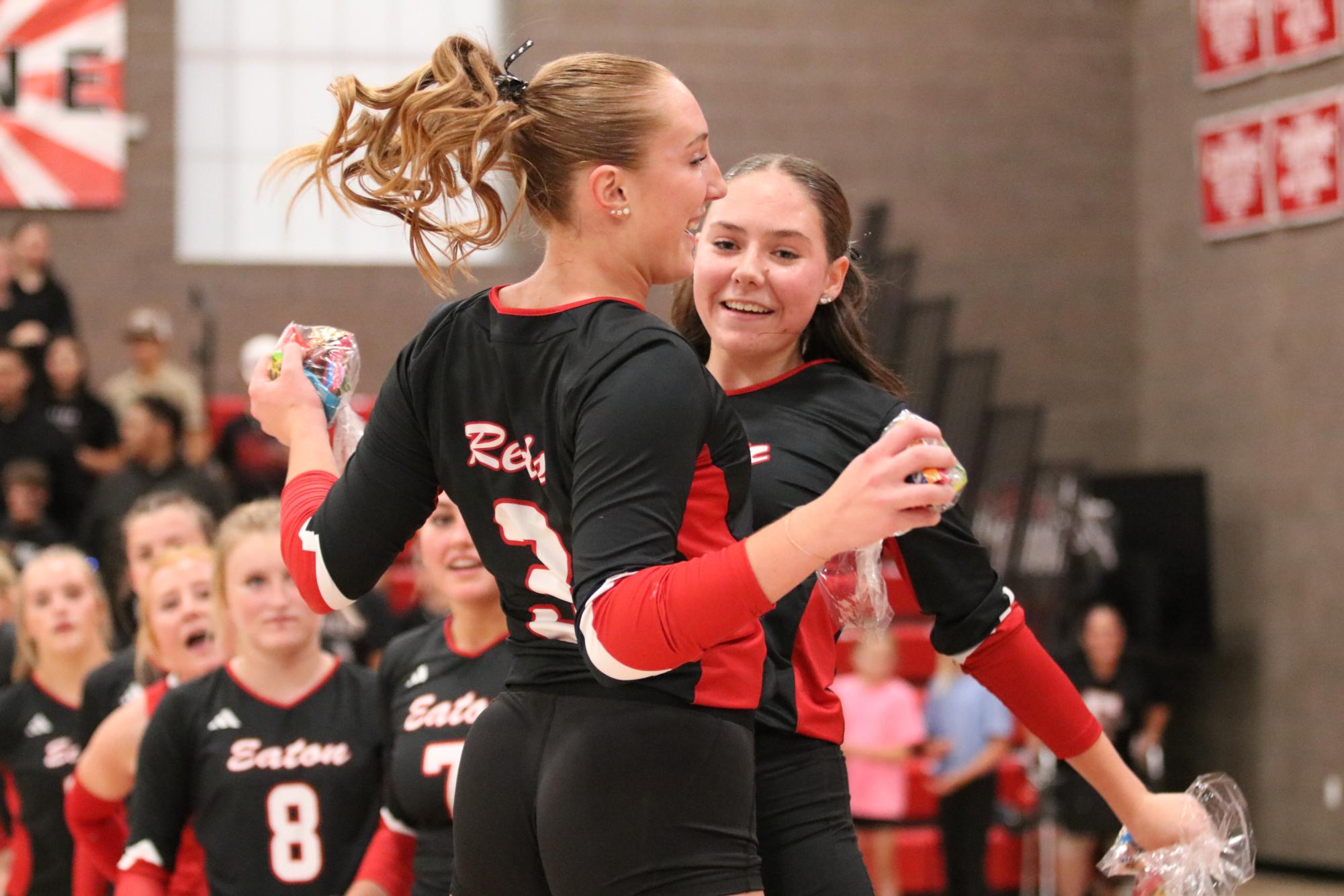 Eaton high school volleyball battles rival team University high school