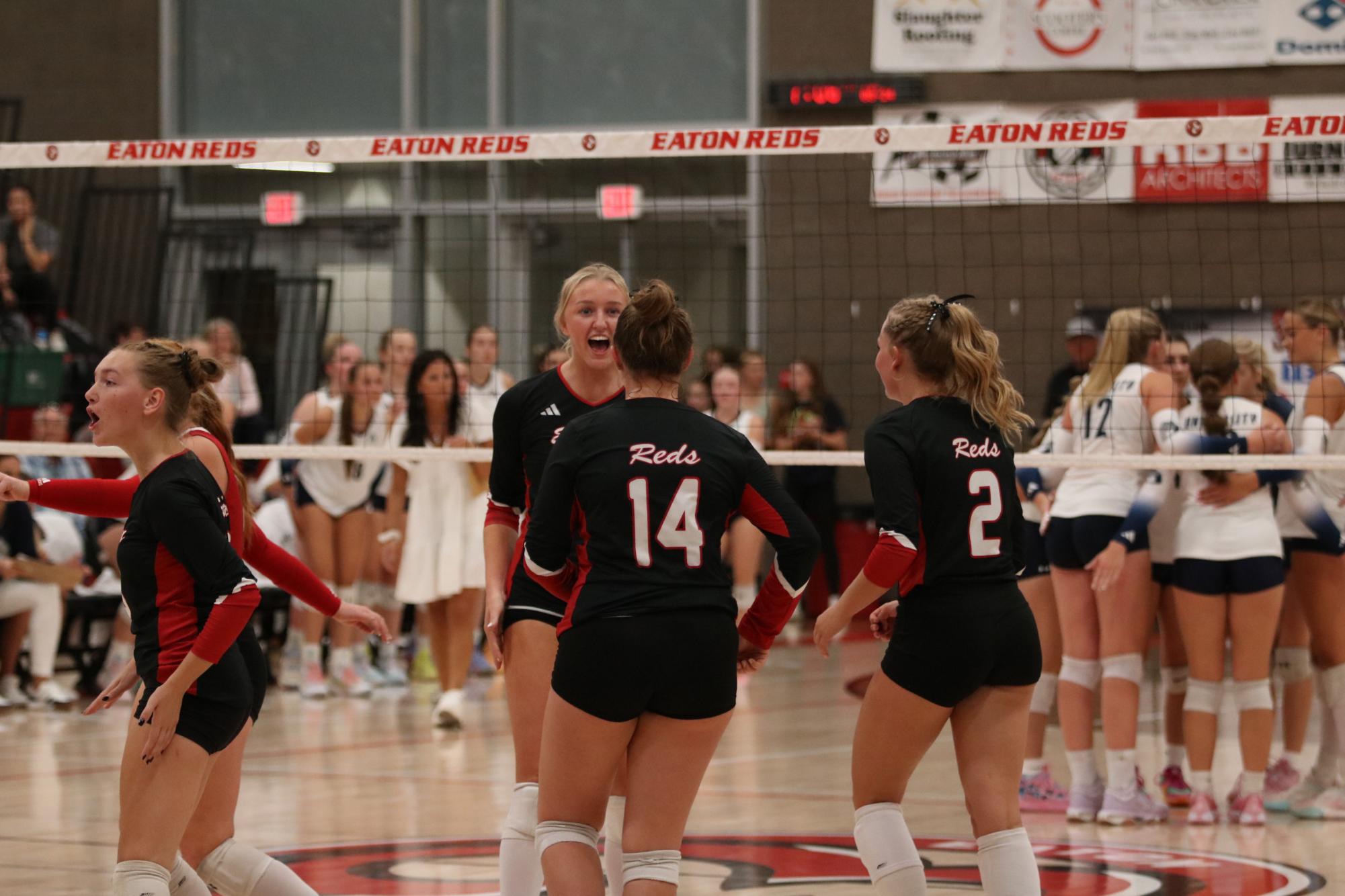 Eaton high school volleyball battles rival team University high school