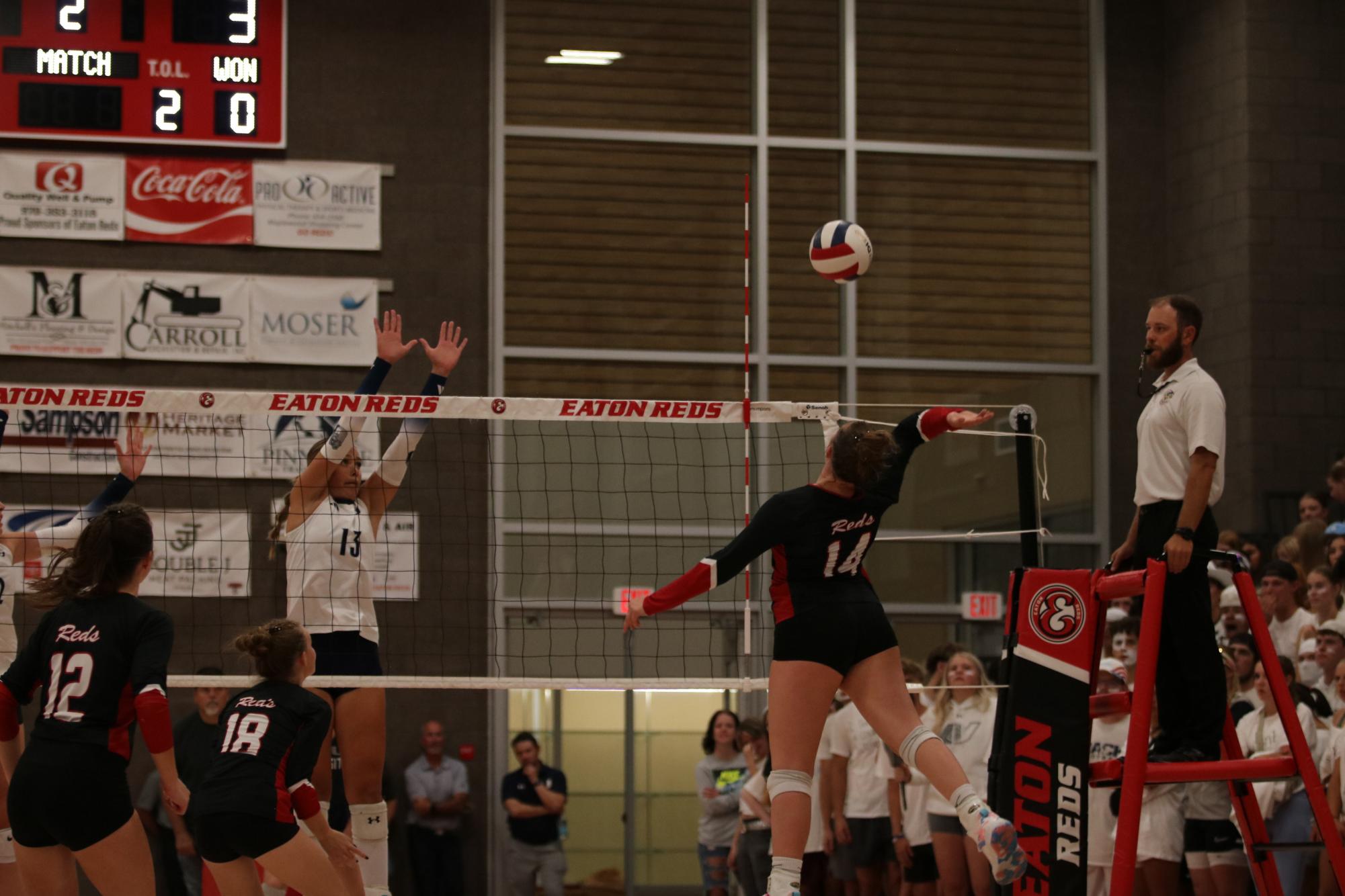 Eaton high school volleyball battles rival team University high school