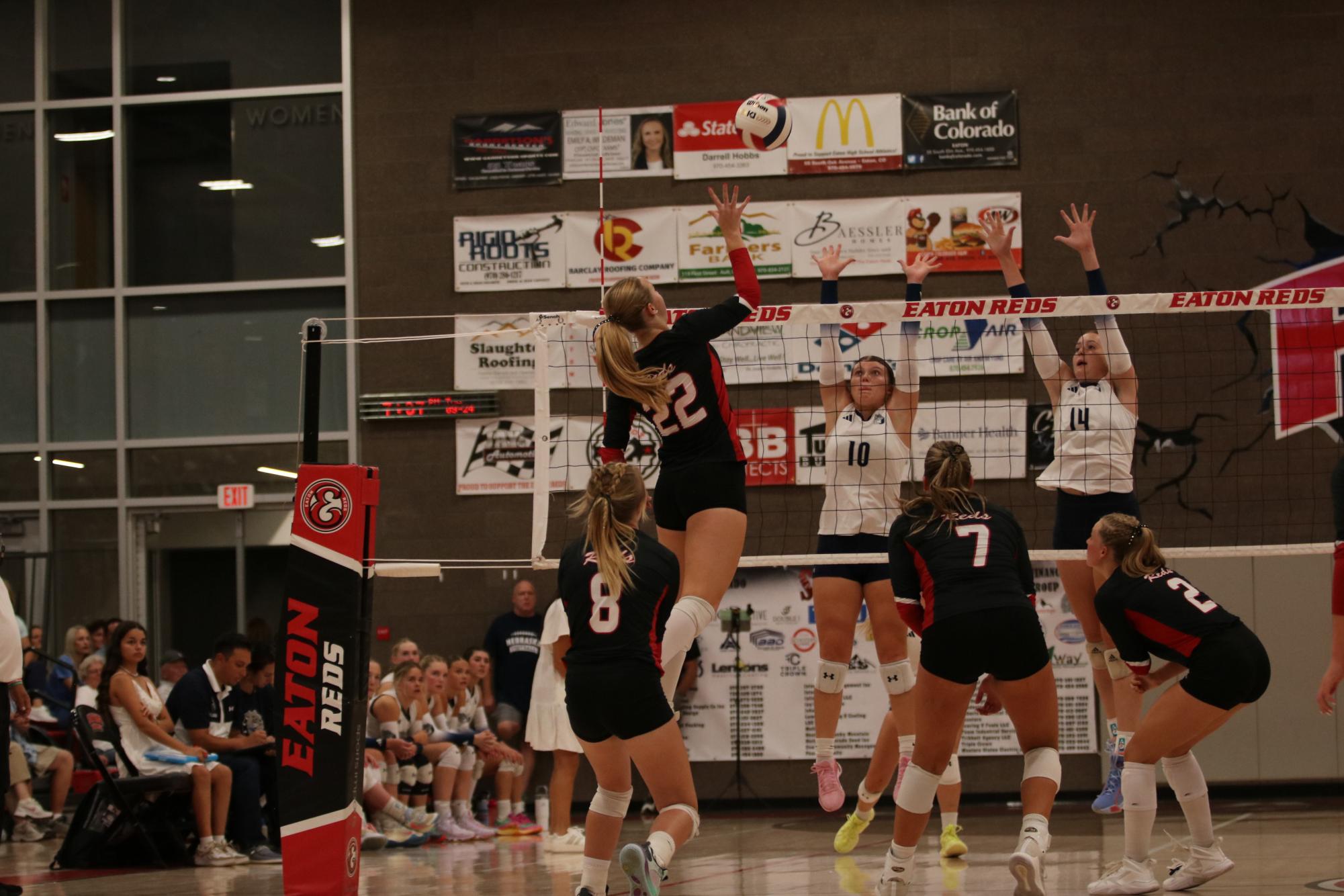 Eaton high school volleyball battles rival team University high school