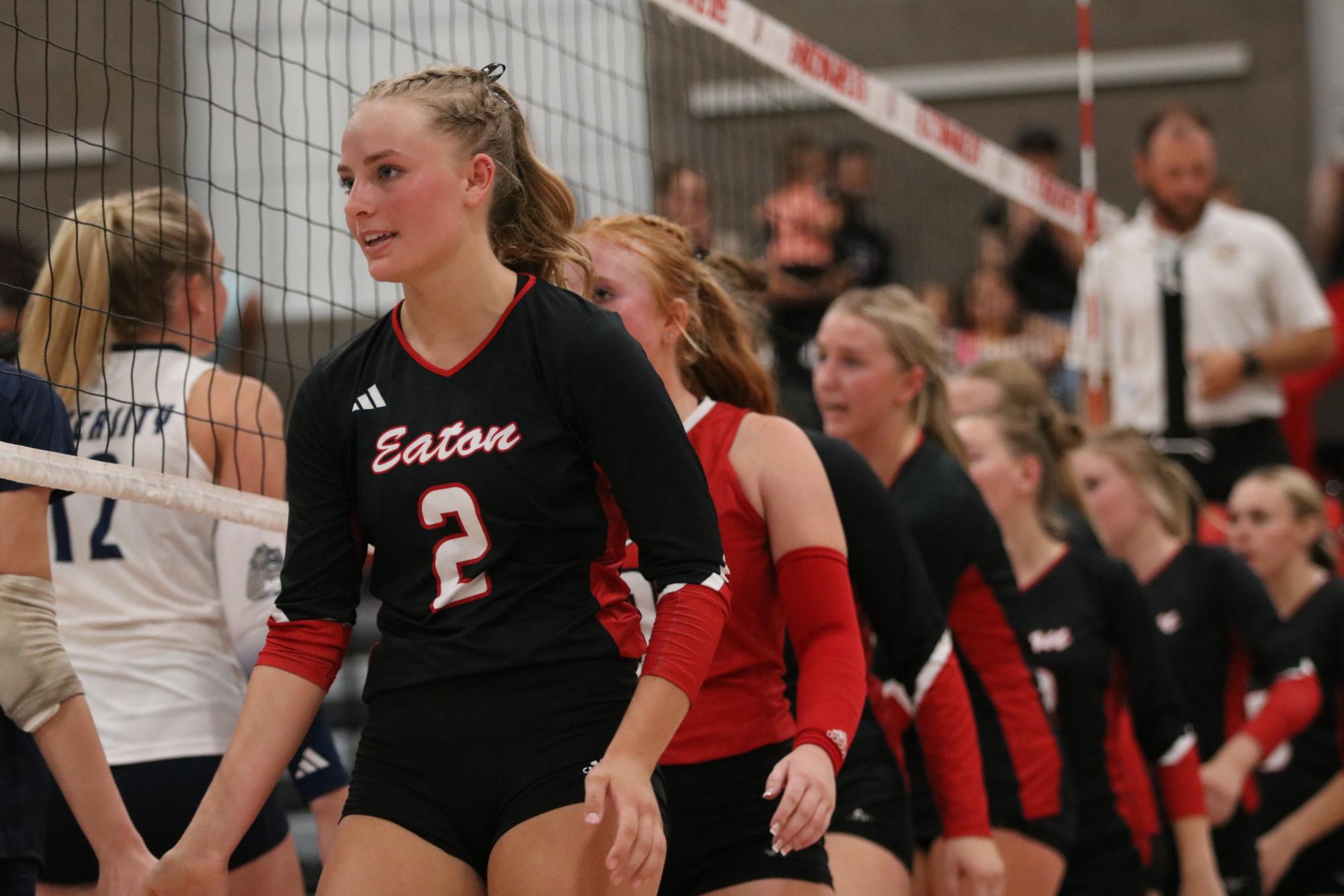 Eaton high school volleyball battles rival team University high school